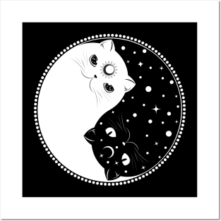 Yin Yang cats Posters and Art